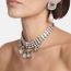 Fashion Silver Geometric Diamond Layered Drop Necklace
