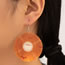 Fashion Silver Resin Record Tape Round Earrings