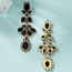 Fashion Black Alloy Diamond Drop Oval Earrings