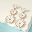 Fashion White Alloy Drip Oil Flower Earrings