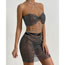 Fashion Black Ab Skirt Geometric Fishnet Cutout Skirt