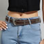 Fashion 3.5 Carved 3-piece Set (rivet On Both Sides) Brown Wide Leather Belt With Square Buckle And Rivets