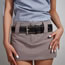Fashion 4.6cm Side Bead Slanted Tail Belt (black) Wide Leather Belt With Square Buckle And Rivets