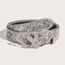 Fashion 3.3cm Beaded Car Edge Beads (sc Heart-shaped Buckle) Silver Metal Geometric Snap Sequin Wide Belt