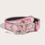Fashion 3.3cm Beaded Car Edge Beads (sc Heart-shaped Buckle) Pink Metal Geometric Snap Sequin Wide Belt