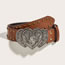 Fashion Ancient Silver Heart Overlapping Buckle (bronze Beads) 3.8 Camel Metal Carved Heart Stud Wide Belt