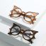 Fashion Brown Frame Pc Bat Flat Mirror Glasses