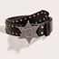 Fashion Ancient Silver Star Buckle (bronze Beads) 3.8 Brown Wide Belt With Metal Five-pointed Star Buckle And Rivets