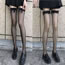 Fashion Black Long Tube With Thin Wooden Ears Cotton Lace Fishnet Socks