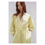 Fashion Yellow Polyester V Neck Tie Jumpsuit