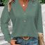 Fashion White Solid Color Button V Neck Long Sleeves