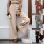 Fashion Brown Polyester Straight Leg Trousers