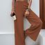 Fashion Brown Polyester Straight Leg Trousers