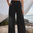 Fashion Khaki Polyester Textured Straight-leg Trousers