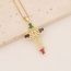 Fashion 13# Copper Inlaid Zirconia Cross Necklace