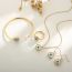 Fashion Rose Gold Heart Necklace+bracelet+earrings Titanium Steel Heart Eye Bracelet Necklace Earrings Set