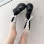 Fashion Black Sock Fan Belt Cross Lace Leg Loop Calf Socks