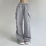Fashion Grey Solid Knit Multi-pocket Trousers