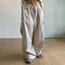 Fashion White Low Rise Contrast Drawstring Large Pocket Cargo Pants