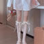 Fashion Milky White Hollow Ribbon Hollow Lace Bow Tie Socks