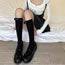 Fashion Gray And Black Bow (over The Knee) Velvet Bow Socks