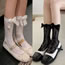 Fashion White Velvet Bow Lace Socks