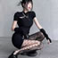 Fashion Black Rose Jacquard Cutout Fishnet Socks