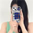 Fashion Milk Coffee Shell Mirror Surface Blue Smiling Face Good Luck Silicone Printed Iphone Case