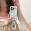 Fashion Shell+bead Chain Tpu Printed Square Iphone Case + Bead Chain
