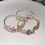 Fashion Bracelet - Pink Geometric Crystal Leaf Cuff Bracelet