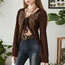 Fashion Brown Cotton Texture Lace-up Butterfly Cardigan