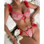 Fashion Red Lace Perspective Mesh Stitching Flying Sleeve Underwear Set