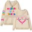 Fashion White 314 Polyester Letter Print Zipped Hooded Jacket