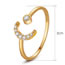 Fashion Golden Star Brass Diamond Star Moon Open Ring