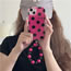 Fashion Rose Red Bottom + Bead Chain Tpu Polka Dot Apple Phone Case + Bead Chain