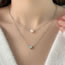 Fashion Silver Geometric Pearl Heart Double Layer Necklace