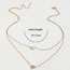 Fashion Silver Geometric Pearl Heart Double Layer Necklace