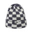 Fashion Grey Acrylic Checkerboard-knit Patch Beanie