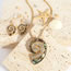 Fashion Gold Pure Copper Geometric Abalone Conch Earrings Necklace Set