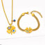 Fashion Necklace + Earrings Titanium Steel Geometric Eye Clover Necklace Earrings Set