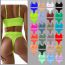 Fashion Bean Paste Color Nylon Knitted Underwear Low Waist Thong Set