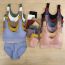 Fashion Bean Paste Color Nylon Knitted Underwear Low Waist Panty Set