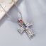 Fashion Silver Geometric Diamond Cross Necklace