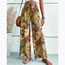 Fashion Yellow Polyester Printed Straight-leg Trousers