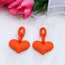 Fashion Rose Red Acrylic Heart Chain Earrings