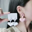 Fashion White Acrylic Heart Chain Earrings