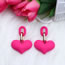 Fashion Rose Red Acrylic Heart Snap Chain Earrings