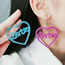Fashion Shiny Light Blue Acrylic Glitter Heart Hollow Barbie Earrings