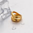 Fashion Gold And Silver Gold-plated Titanium And Steel Double Cabochon Ring