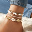 Fashion 5# Pearl Gold Bead Rubble Beaded Shell Anklet Set